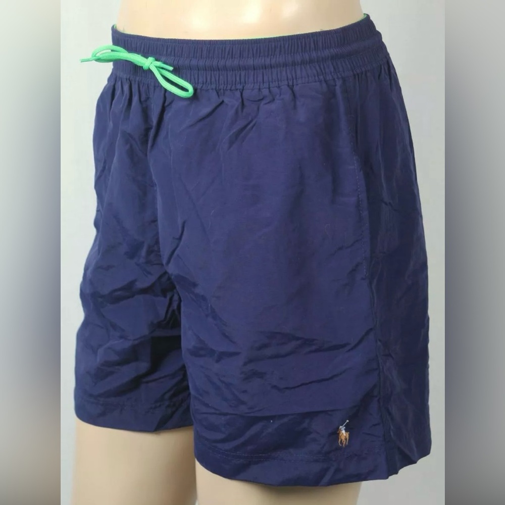 Ralph Lauren Navy Blue Swim Shorts Trunks Multi Colored Pony Lg